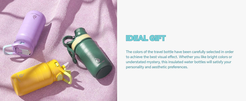 IDEUS 14oz Insulated Kids Water Bottle with Straw