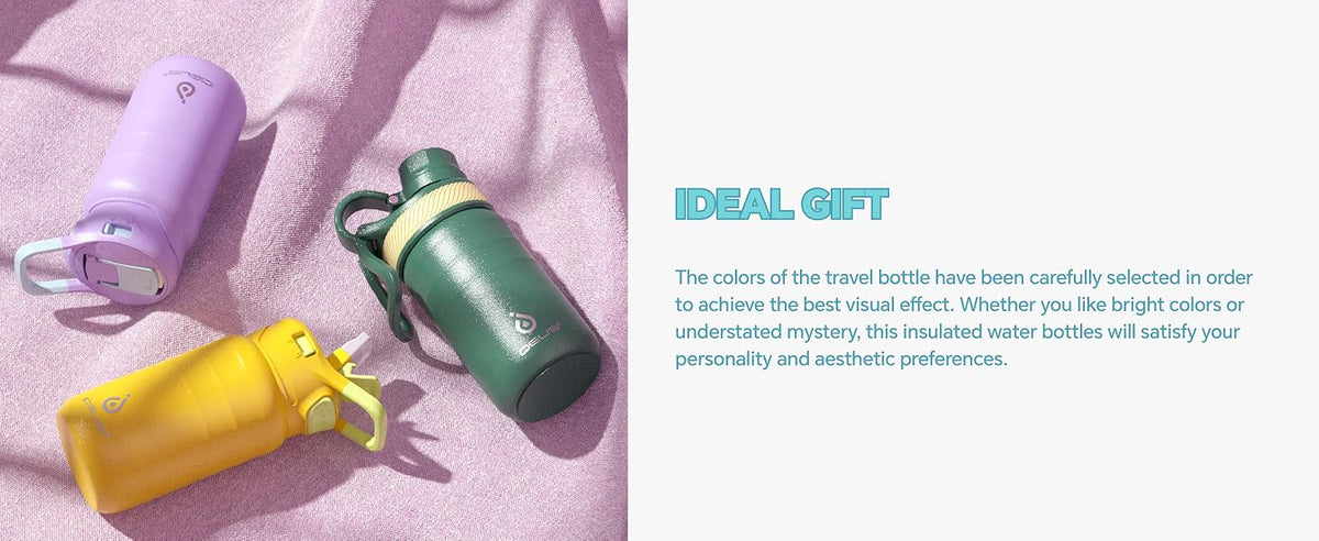 IDEUS 14oz Insulated Kids Water Bottle with Straw