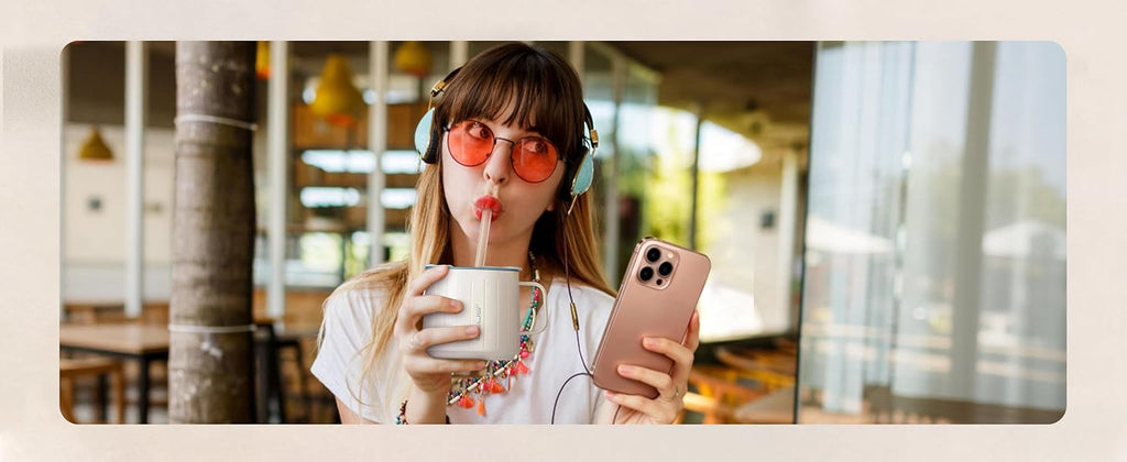 IDEUS Insulated Mug with Straw and Handle