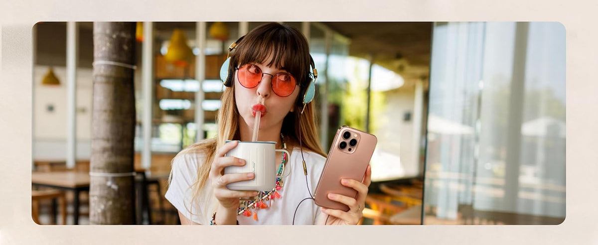 IDEUS Insulated Mug with Straw and Handle