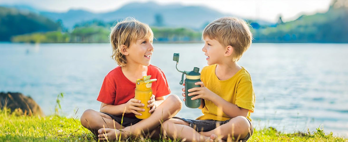 IDEUS 14oz Insulated Kids Water Bottle with Straw