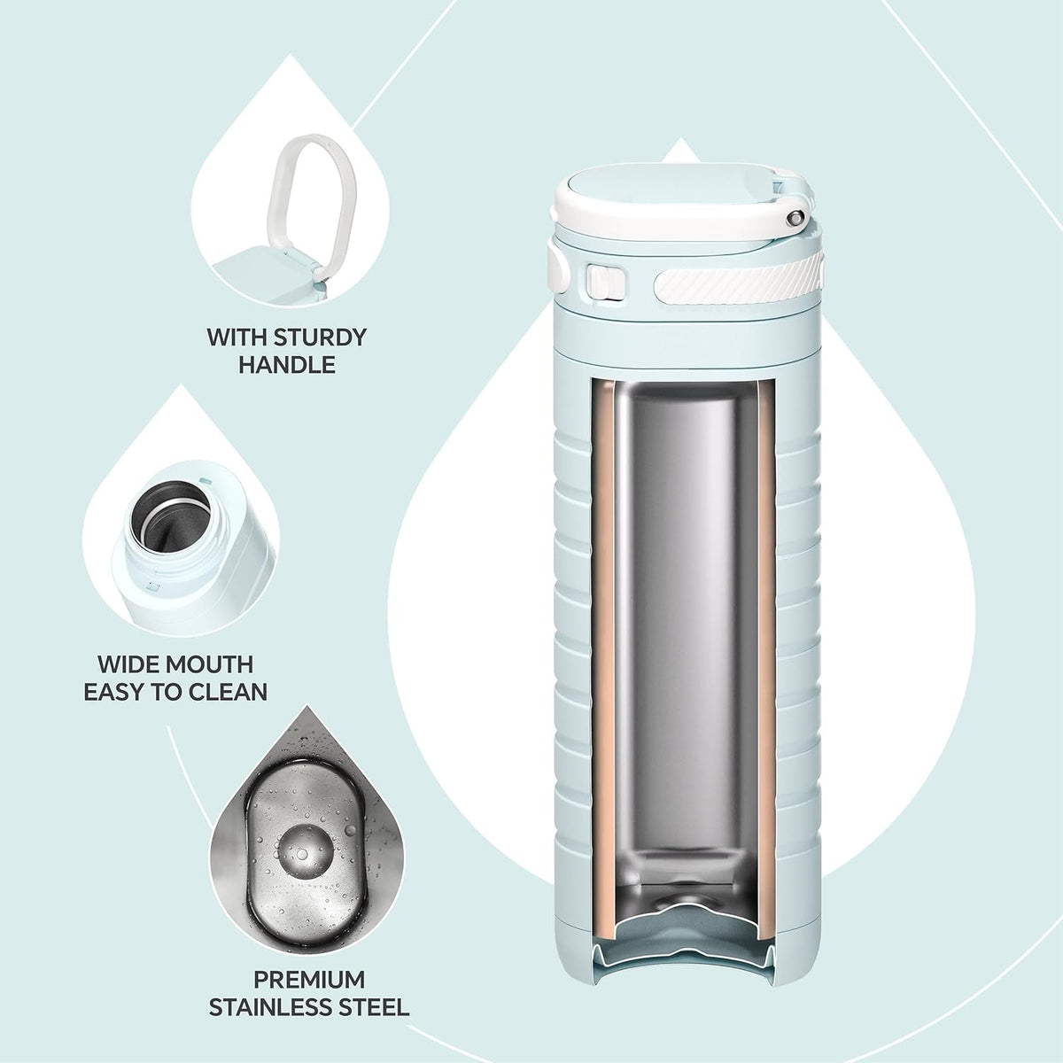 IDEUS 14oz Flat Insulated Water Bottle