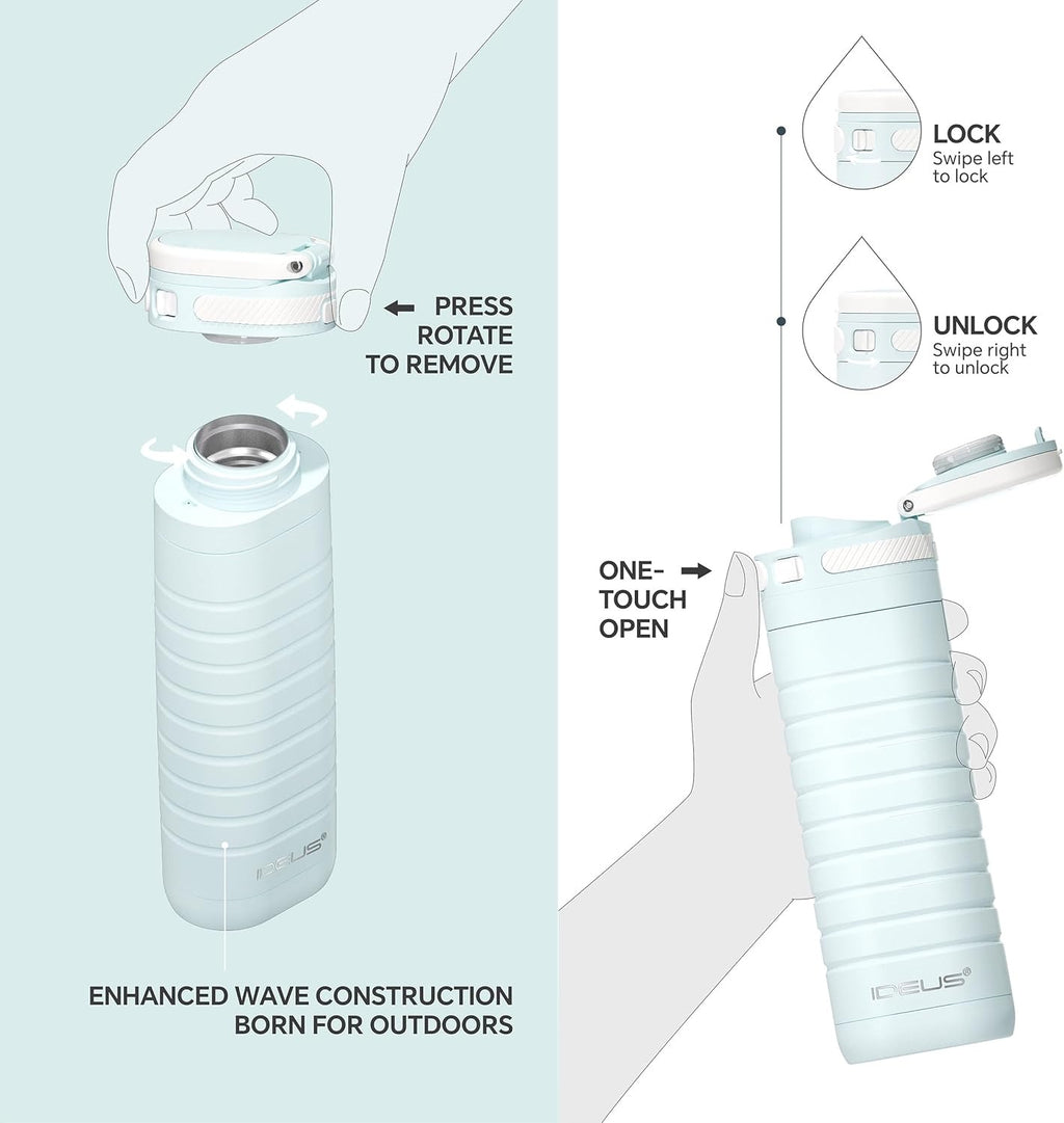 IDEUS 14oz Flat Insulated Water Bottle