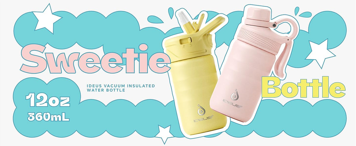 IDEUS 14oz Insulated Kids Water Bottle with Straw