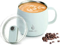 IDEUS 14oz Insulated Coffee Mug with Lid and Handle - Light Blue