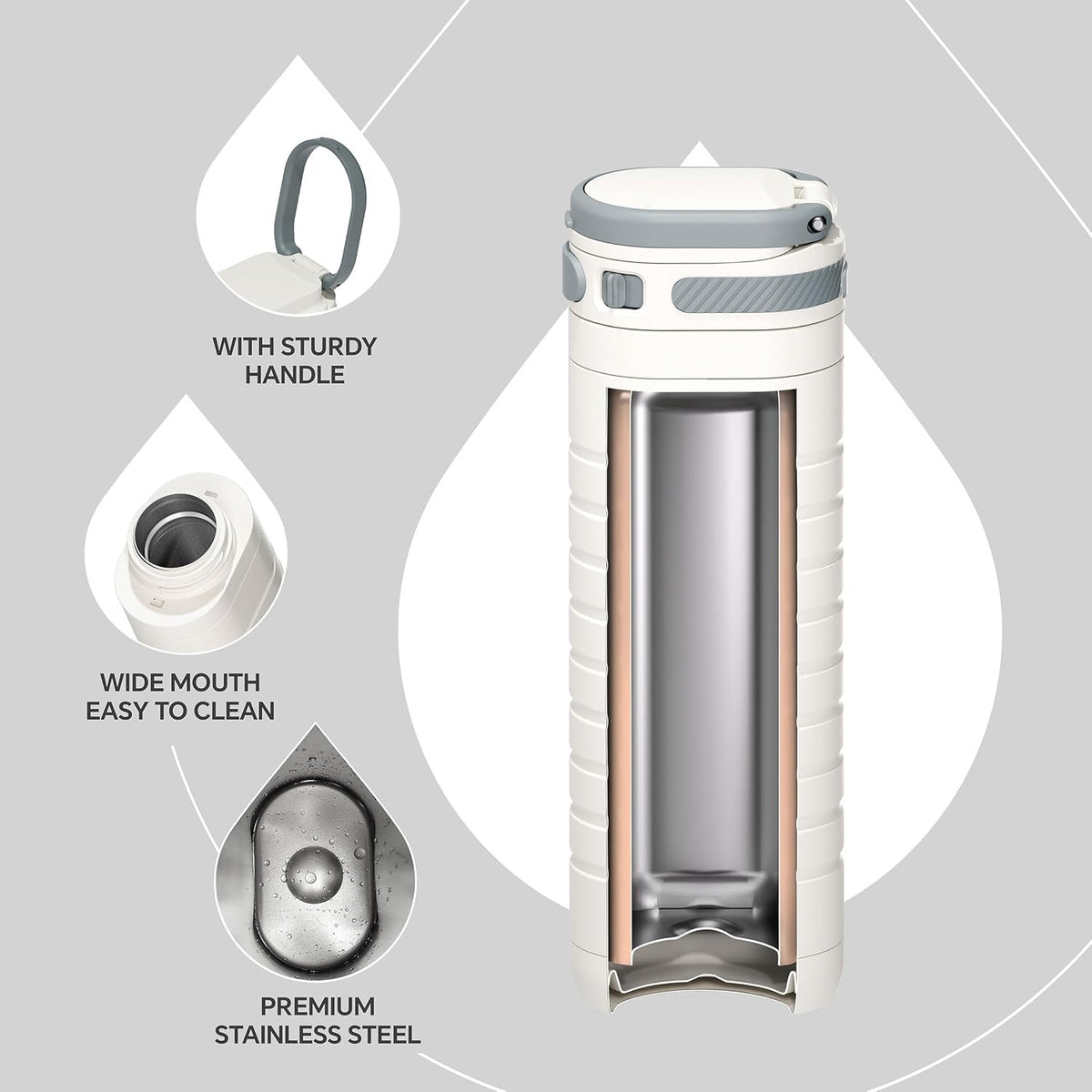 IDEUS 14oz Flat Insulated Water Bottle