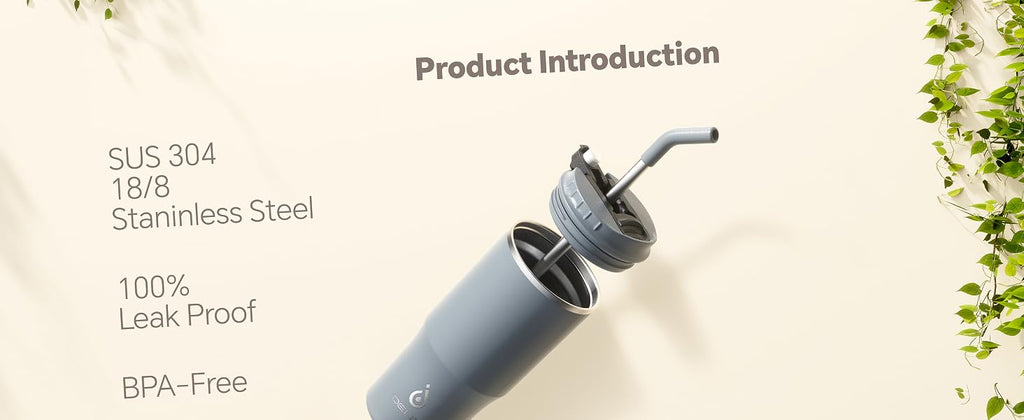 IDEUS 14oz Insulated Straw Tumbler