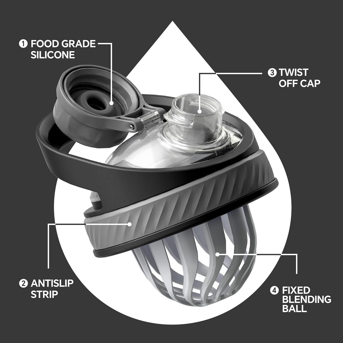 IDEUS Insulated Protein Shaker Bottle