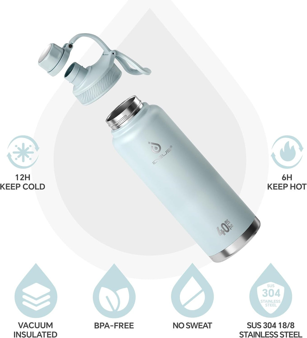 IDEUS 40oz Insulated Water Bottle with Handle