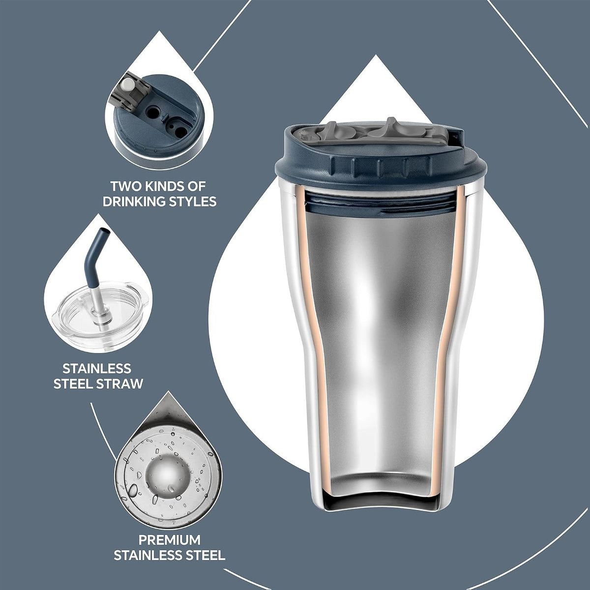 IDEUS 14oz Insulated Straw Tumbler