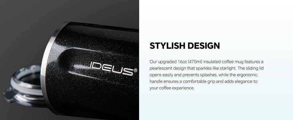 IDEUS 16oz Insulated Coffee Mug with Lid