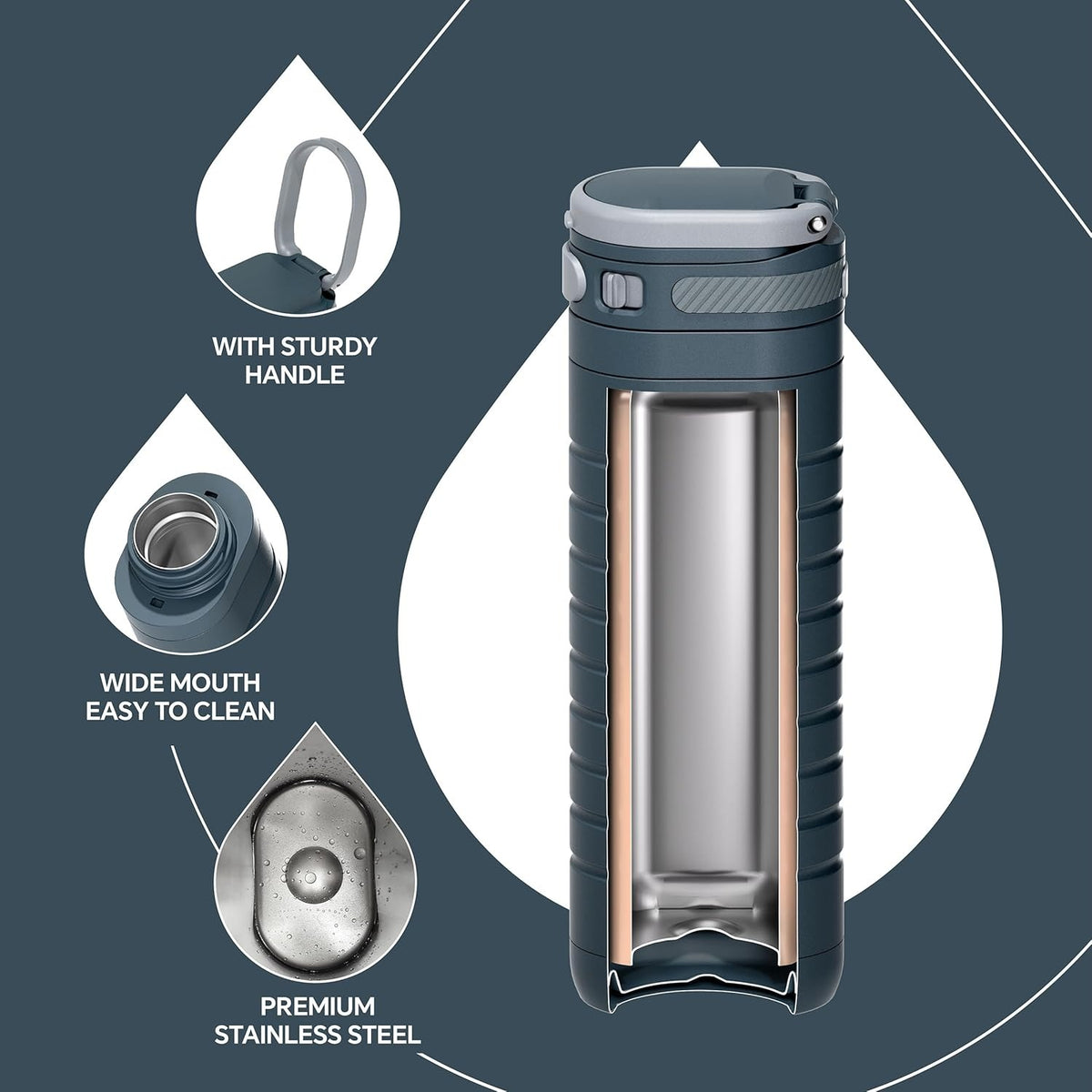 IDEUS 14oz Flat Insulated Water Bottle