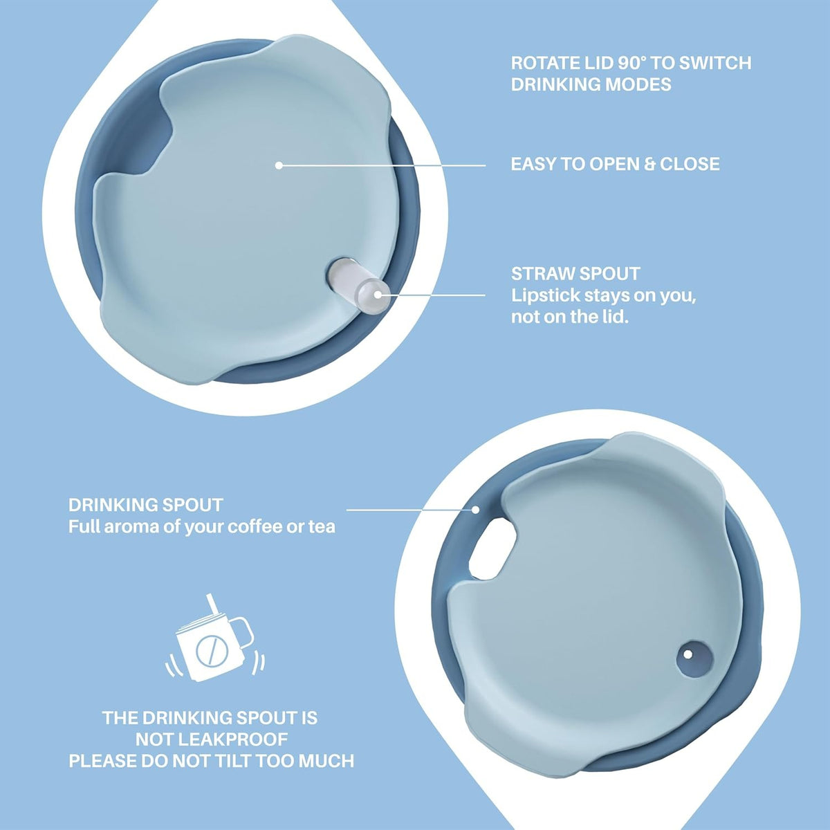IDEUS Insulated Mug with Straw and Handle