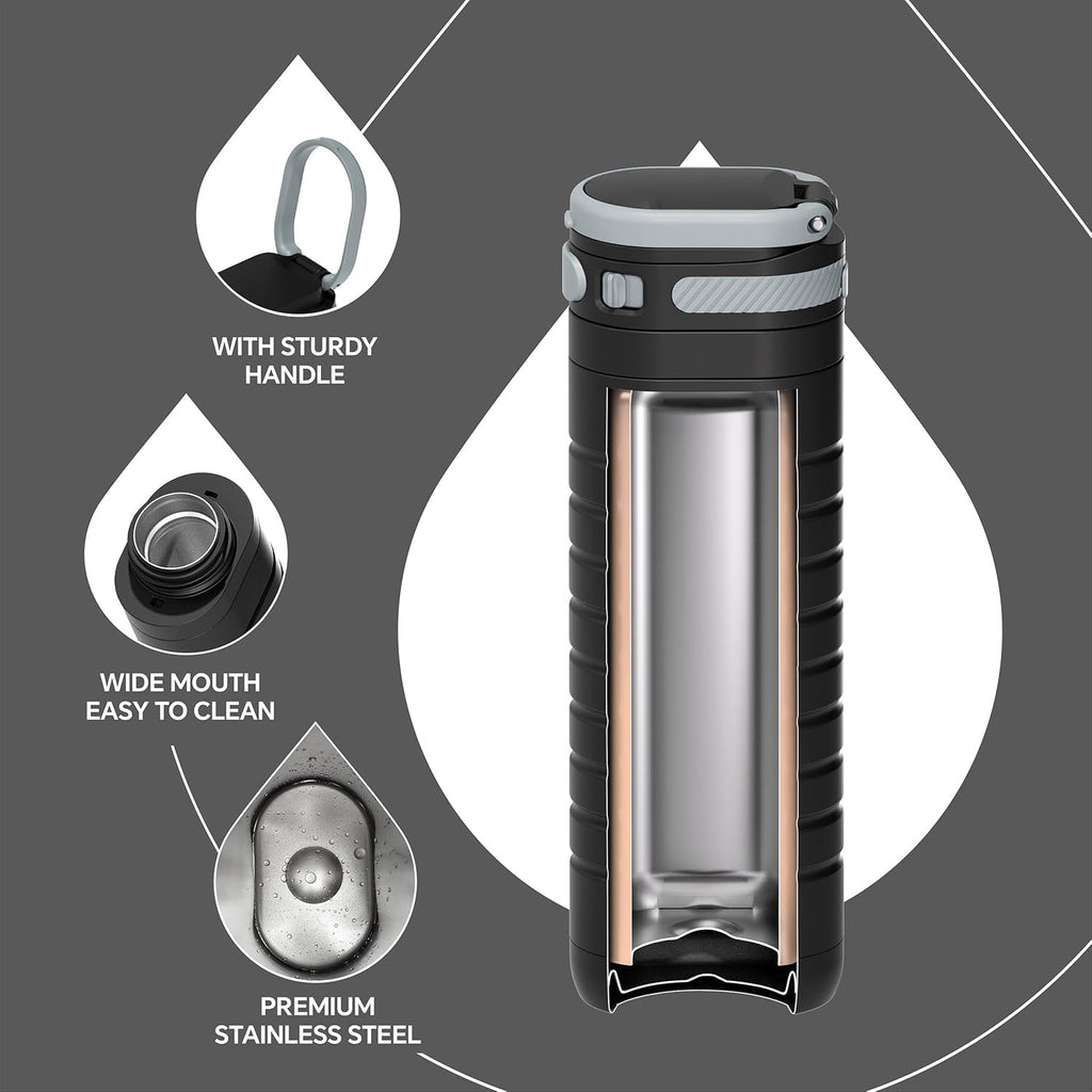 IDEUS 14oz Flat Insulated Water Bottle