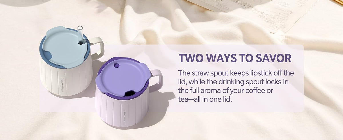IDEUS Insulated Mug with Straw and Handle