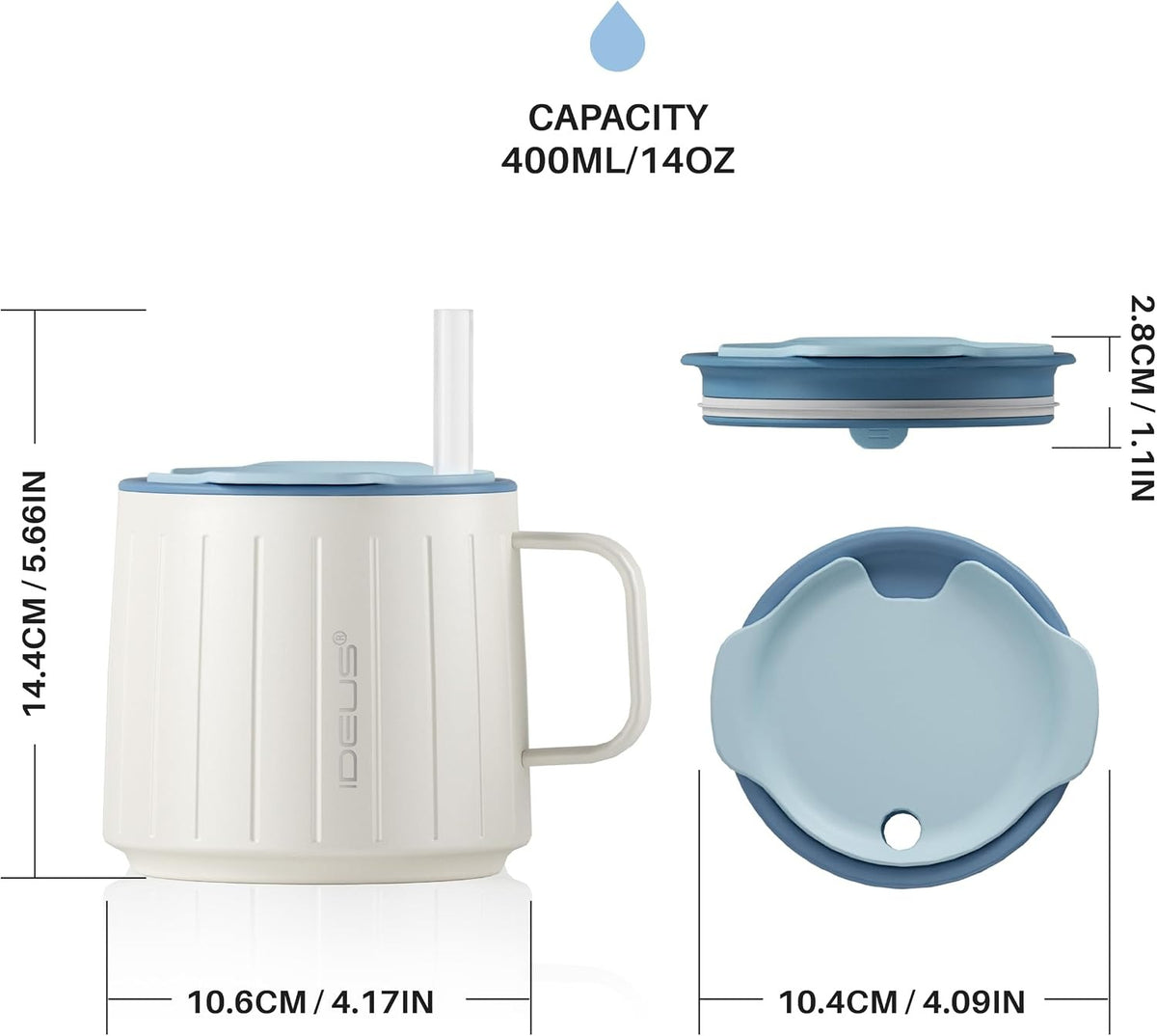 IDEUS Insulated Mug with Straw and Handle
