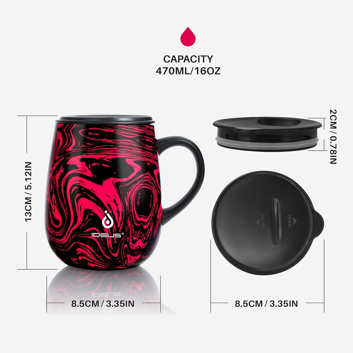 IDEUS Zebra Red Insulated Coffee Mug