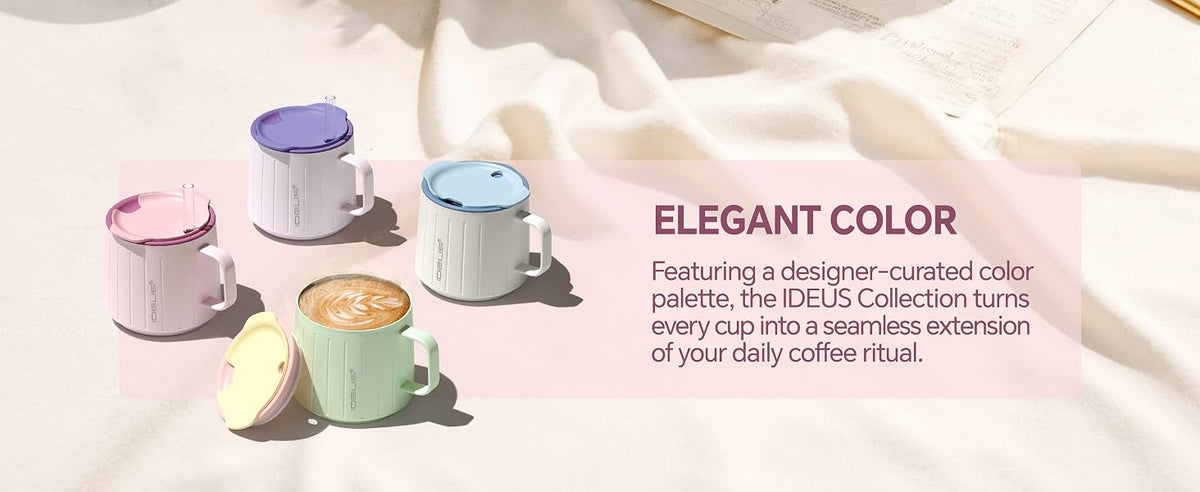 IDEUS Insulated Mug with Straw and Handle