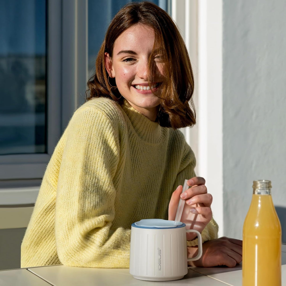 IDEUS Insulated Mug with Straw and Handle