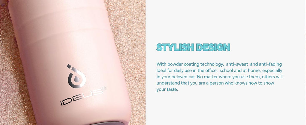 IDEUS 14oz Insulated Kids Water Bottle with Straw