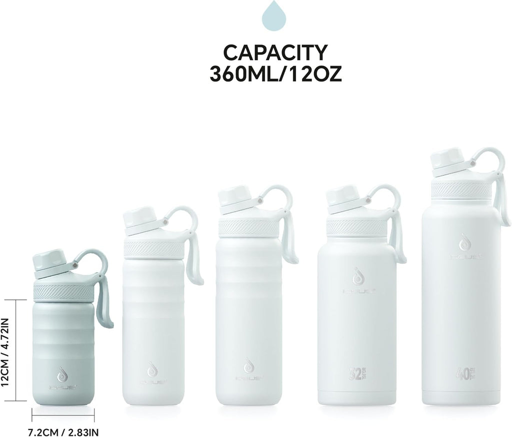 IDEUS 14oz Insulated Kids Water Bottle with Straw