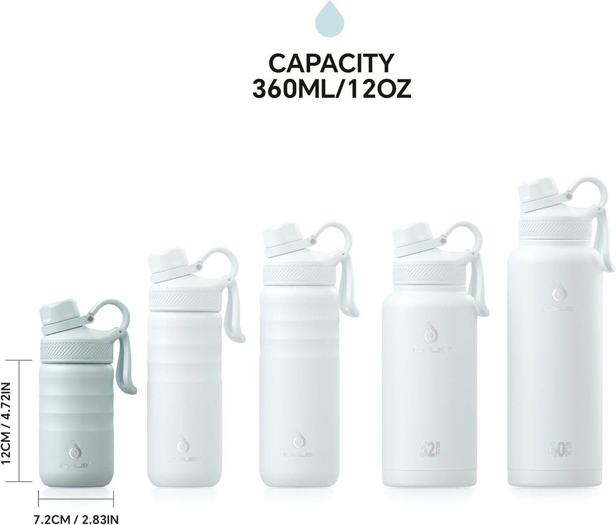 IDEUS 14oz Insulated Kids Water Bottle with Straw