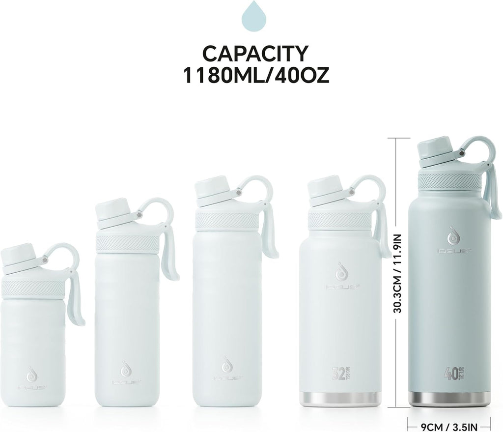 IDEUS 40oz Insulated Water Bottle with Handle