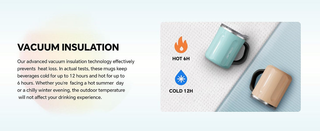 IDEUS 16oz Insulated Coffee Mug with Lid