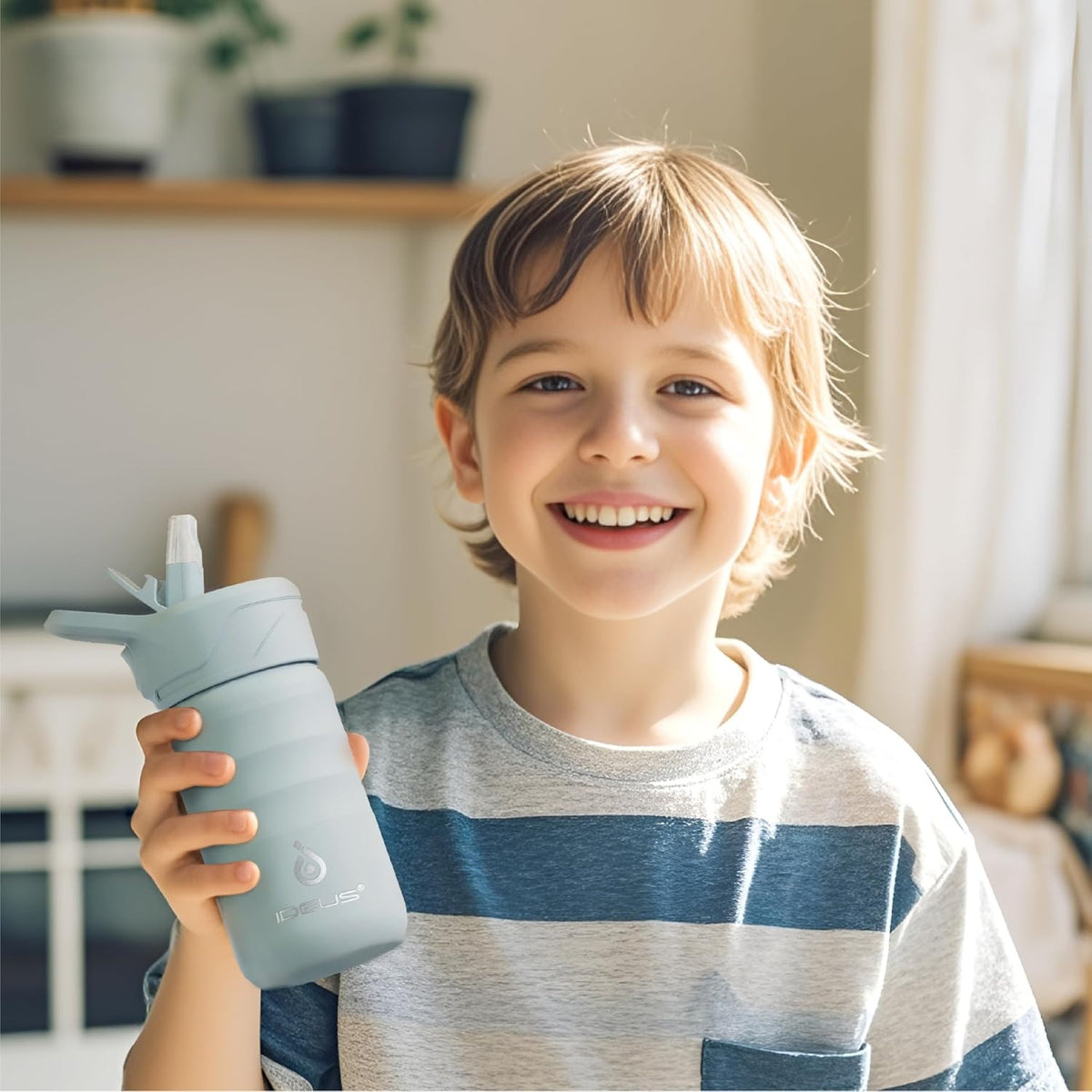IDEUS 14oz Insulated Kids Water Bottle with Straw