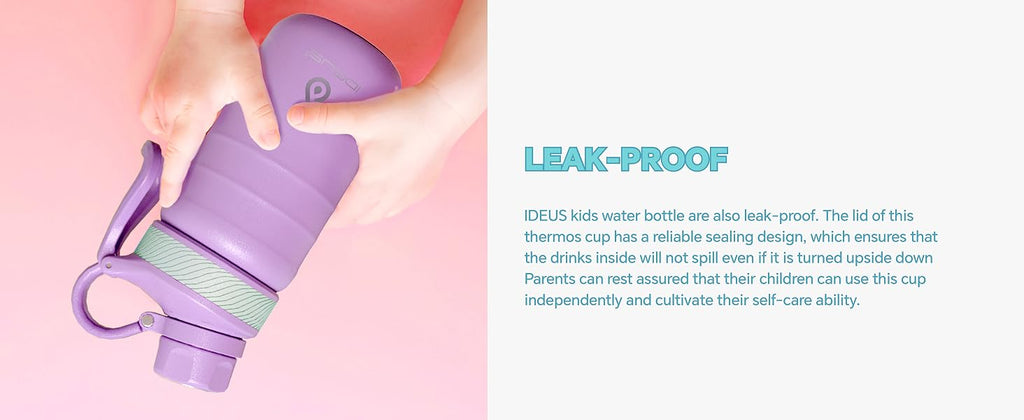 IDEUS 14oz Insulated Kids Water Bottle with Straw