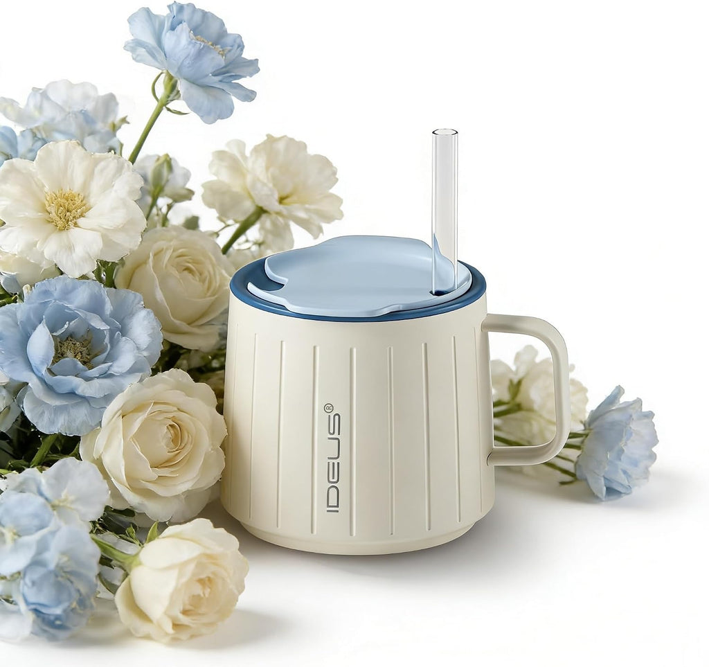 IDEUS Insulated Mug with Straw and Handle