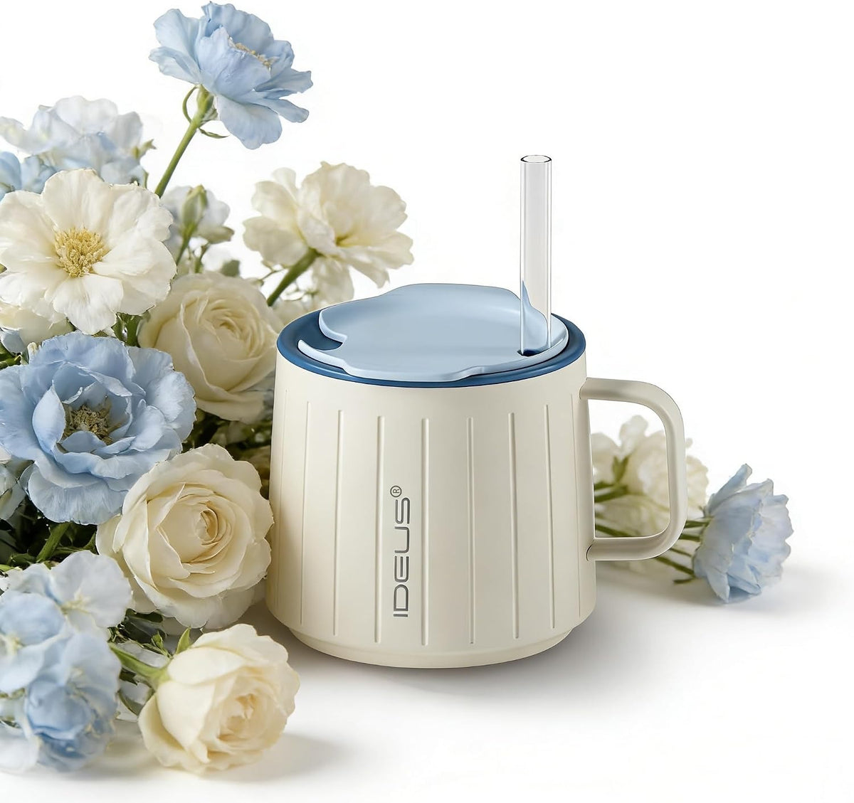 IDEUS Insulated Mug with Straw and Handle