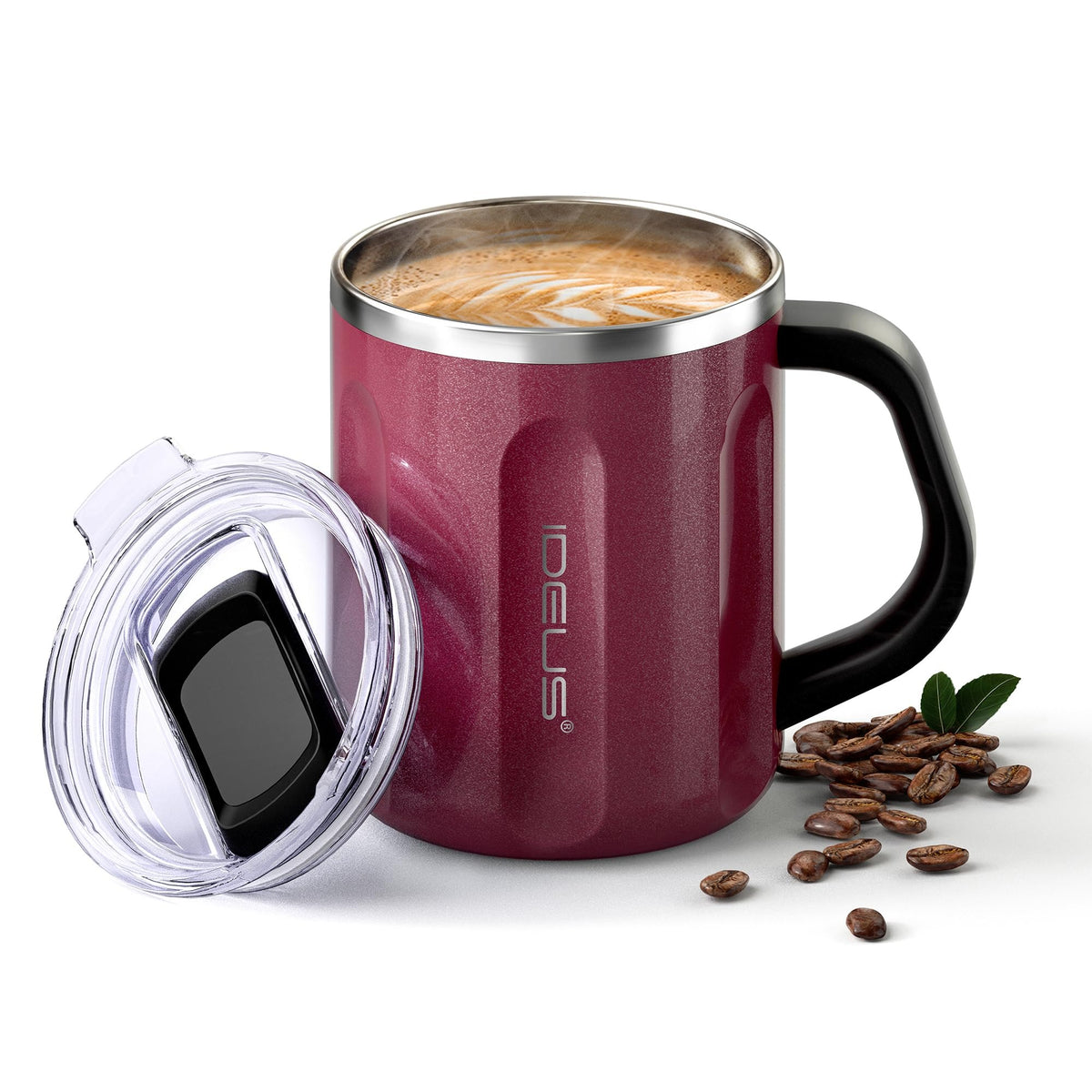 IDEUS 16oz Insulated Coffee Mug with Lid